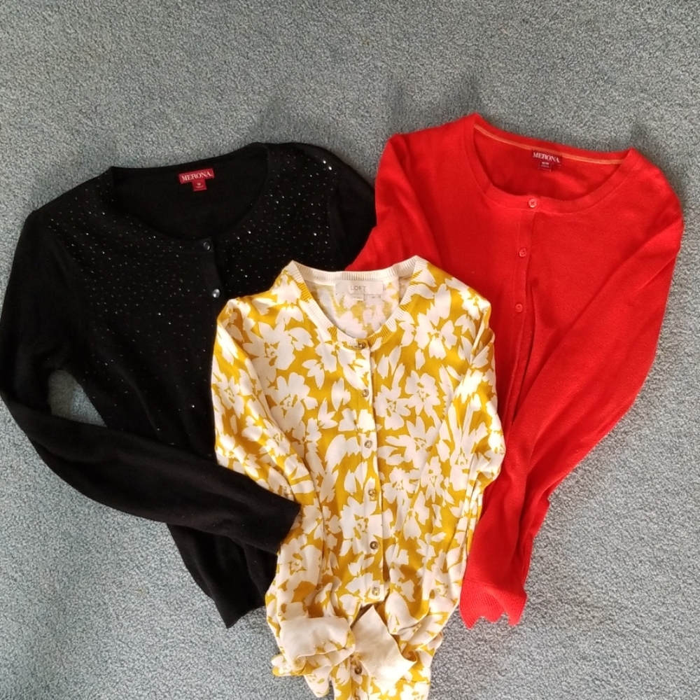 3 button down sweaters!
